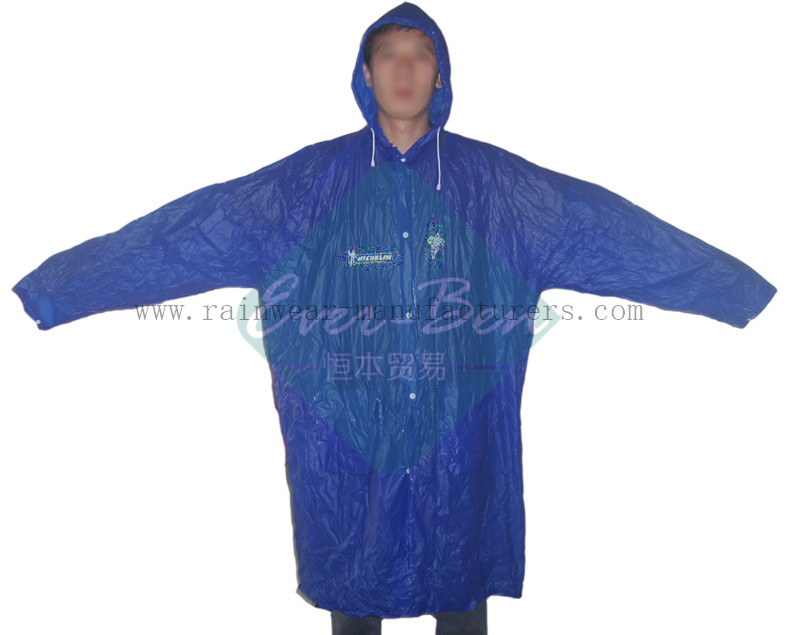 Blue pvc rainwear festival rain mac factory